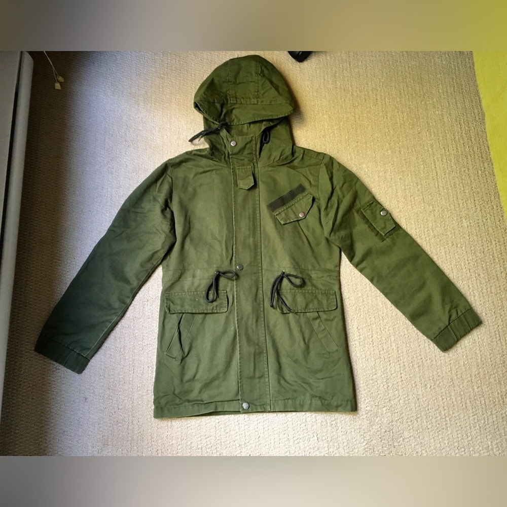ZHELIN Short Olive Hooded Trench Coat